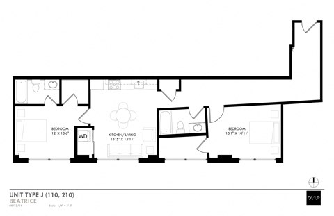a floor plan of a unit with a bedroom and a bathroom